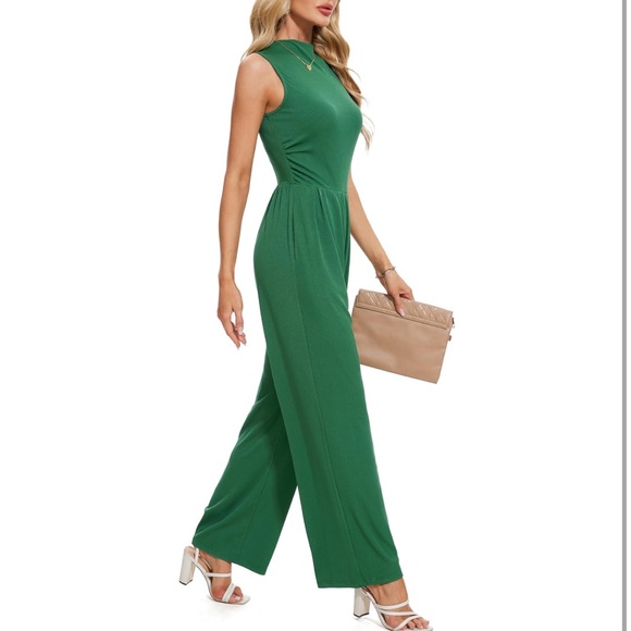NWT Tapata Green Sleeveless Ribbed Jumpsuit Size S - Picture 2 of 5
